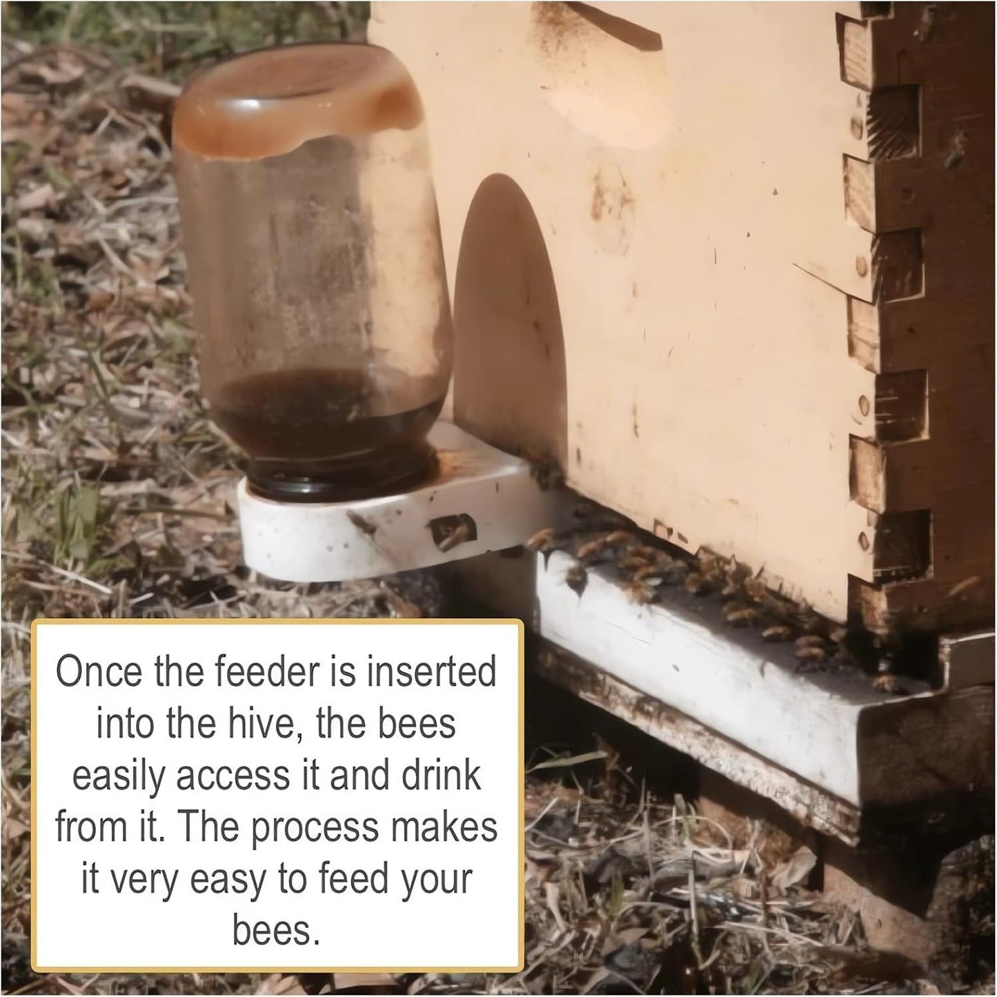 4 Pack Bee Feeders Easy, Plastic Bee Entrance Feeder Beehive Feeder Water or Sugar Syrup Feeding Equipment, Easy-to-Install Beekeeping Beehive Equipment, Entrance Feeders for Bee Hives