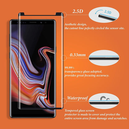 QUESPLE 2 Pack for Samsung Galaxy Note 9 Screen Protector 6.4 Inch, HD Clear Tempered Glass, Easy Installation, High Sensitivity, Case Friendly