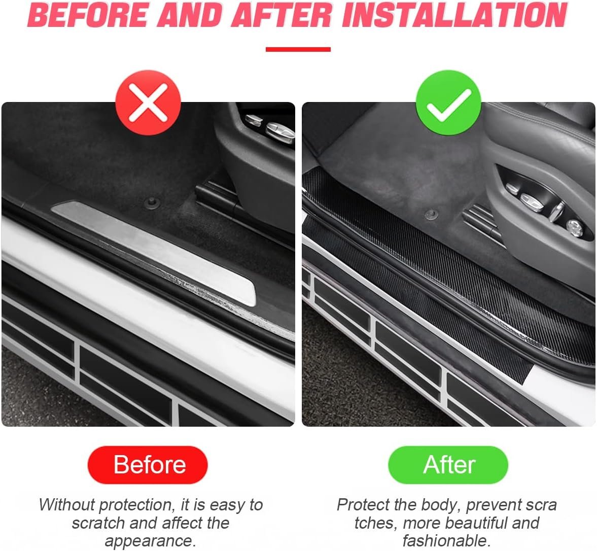 Car Door Entry Guard, Anti-Collision Adhensive Protector Tape, Scratch Cover for Car Door Sill, Rear Bumper, Handles, Fit for Most Cars, Vehicles, SUVs, Auto Exterior Accessories (2 x 394 inches)