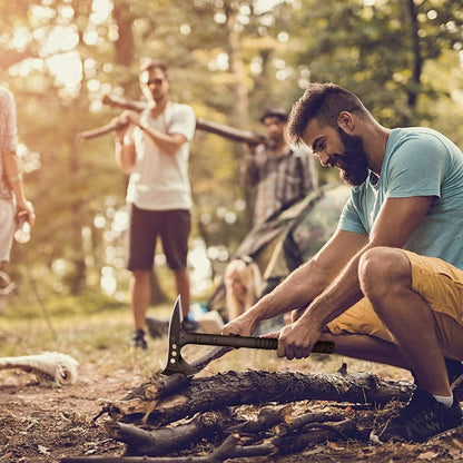 Tactical Tomahawk- Hatchet, Versatile Survival Tactical Axe and Emergency Breaching Tool with Spike for Outdoor Survival Hiking Camping with Non-Slip Handle and Sheath (Camouflage)