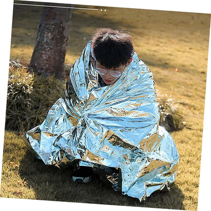 ibasenice 6Pcs Reflective Film Thermal Insulation Blanket Portable Emergency Camping Blanket for Outdoor Survival Hiking First Aid Weather Protection Heat Retention