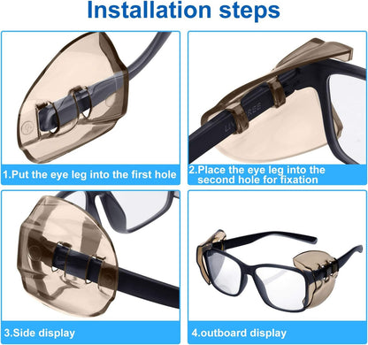 PMELCXD 8 Pairs Eye Glasses Side Shields Safety Eye Glasses Side Shields Slip Clear Flexible Slip On Shield Fits Small Medium Eyeglasses Added More Protection on Safety Glasses (Transparent and Black)