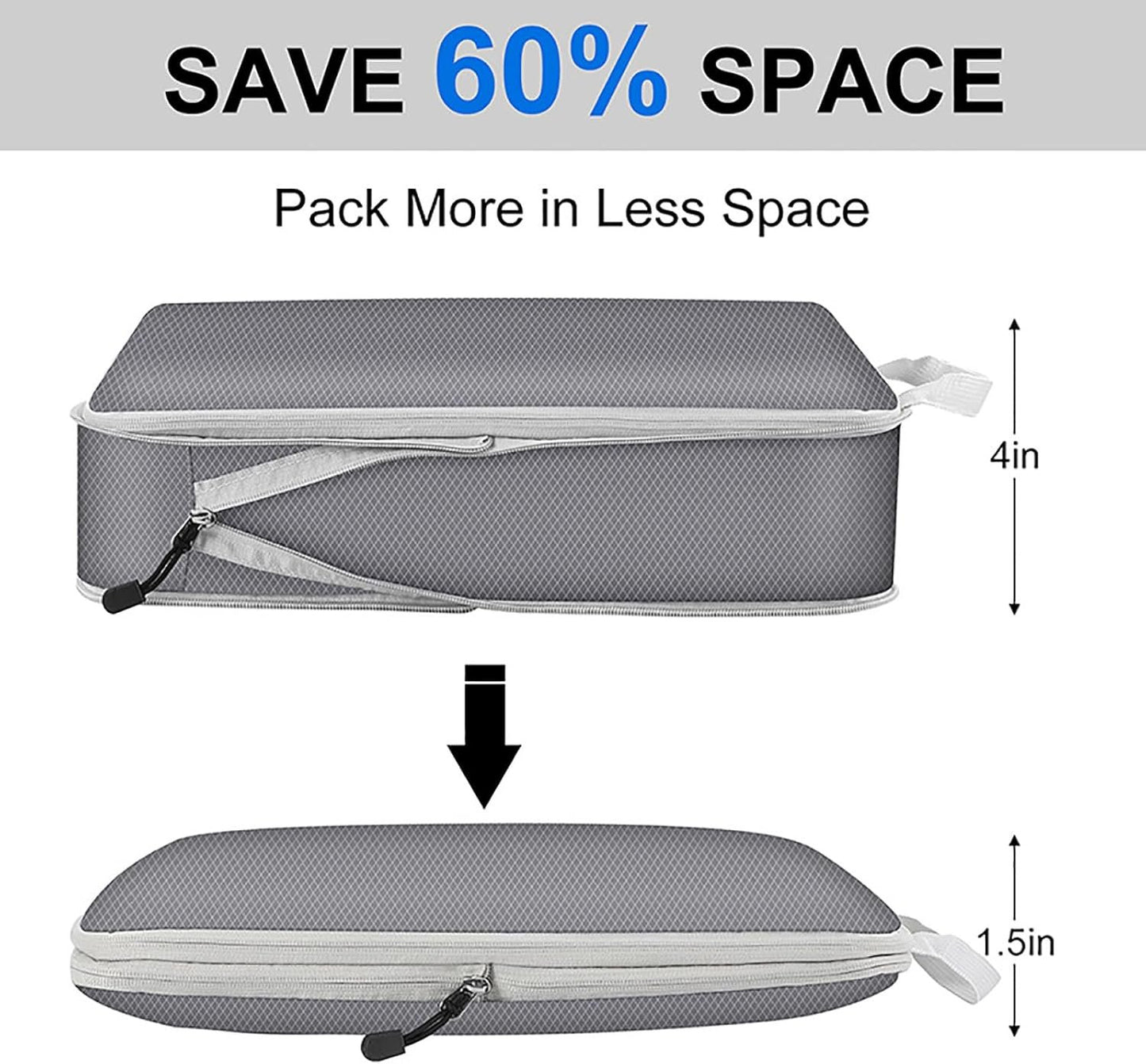 Packing Cubes 6PCS Compression Packing Cubes Extensible Organizer Bags for Travel Suitcase Luggage Organization Organiser Set Travel Luggage Packing for Travel or Home Storage Black