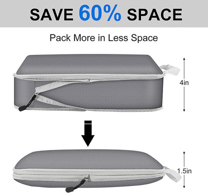 Packing Cubes 6PCS Compression Packing Cubes Extensible Organizer Bags for Travel Suitcase Luggage Organization Organiser Set Travel Luggage Packing for Travel or Home Storage Black
