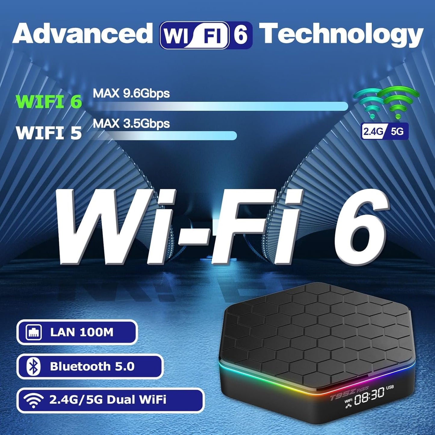BL Android TV Box 12.0 T95Z Plus 2GB RAM 16GB ROM AllWinner H618 Quad-core 64bit, Support 2.4/5GHz Dual-WiFi 3D 6K Ultra HD H.265-decoding Blutooth 5.0 Android Box Smart TV Box,Black