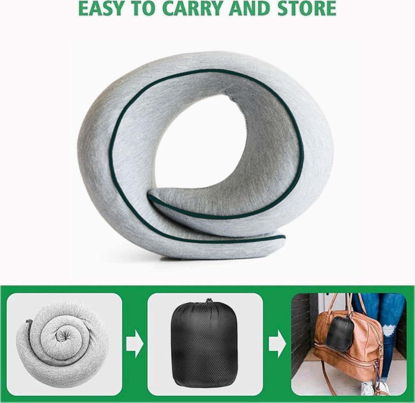 HUANT Neck Pillow for Travel - Memory Foam, Comfortable & Breathable Soft U Shaped Pillows Neck & Head Support Relieve Fatigue, Portable Pillows for Airplane, Cars, Office,Pillow with Washable Cover