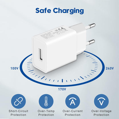 MatauMahi 5V1A USB Charger (White, Pack of 2), 5W USB Socket, USB Power Supply, Adapter Plug, Charger for Mobile Phones, Tablets, Powerbank, Bluetooth Headphones and More
