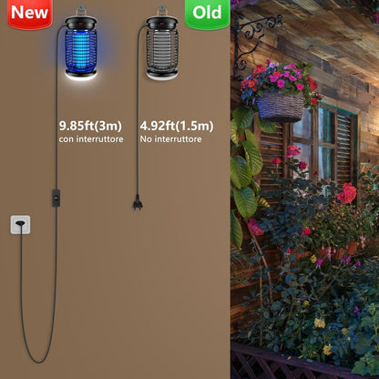 seenlast Electric Mosquito Killer Lamp, 15 W 4200 V UV Electric Mosquito Net with LED Light, IPX4 Waterproof, Non-Toxic and Ecological Mosquito Trap for Indoor Outdoor Garden (3 m Cable)