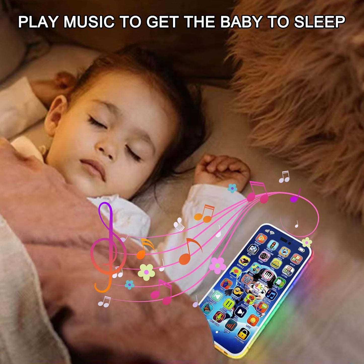Kids Learning Cell Phone Toy with 28 Keys 2000+ Early Education Content, Music Story Recording Educational Toy for Toddlers 1-3, Kids Pretend Play Phone Birthday Gifts for Girl Boy Age 1 2 3 Year Old