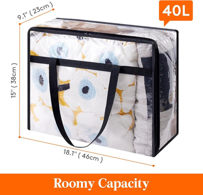 Lifewit 4 Pack Clear Clothes Storage Bags, 40L Plastic Blanket Storage Bags, Vinyl Foldable Moving Bags with Zipper, Closet Organizers and Storage Containers for Bedding, Duvet, Comforter