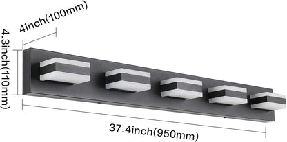 SOLFART Dimmable LED Modern Black Bathroom Vanity Lights Over Mirror 5 Lights Acrylic Bath Wall Lighting S8568 (5 Lights)