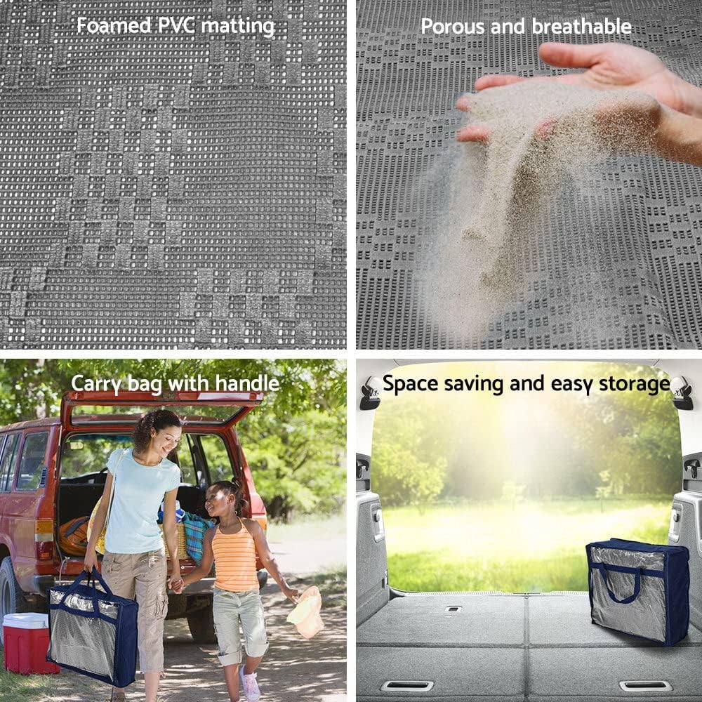 Weisshorn 6 x 2.5m Picnic Blanket, Floor Mat Outdoor Picnics Rug Camping Tarp Caravan Mesh Mats Annex Matting Ground Sheet for Hiking Travel Beach Garden, Heavy Duty UV Treated with Carry Bag Grey