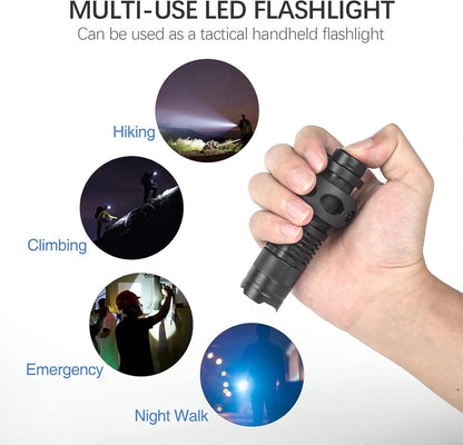 rdzzwxw Military Helmet Light, Mini Zoomable Tactical Flashlight with Strobe/Strong/Low Lamp, Compact Helmet Mounted LED with Fast Helmet Clip Rail, 100 Lumens Scout Light for Outdoor Cycling Hiking