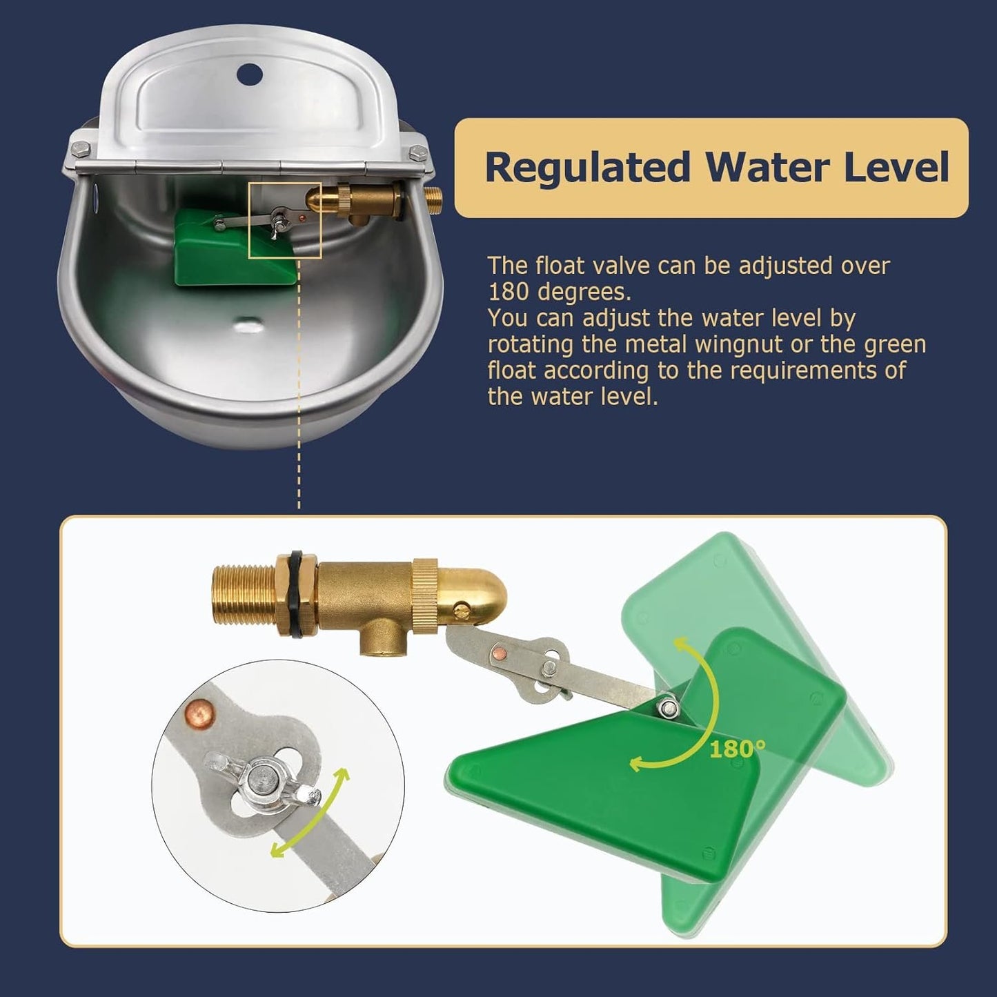 Automatic Water Dispenser for Dogs,304 Stainless Steel Automatic Chicken Waterer,Outdoor Dog Water Bowl with Brass Float Valve,Water Feeder for Livestock Poultry Duck Horse Goat Sheep