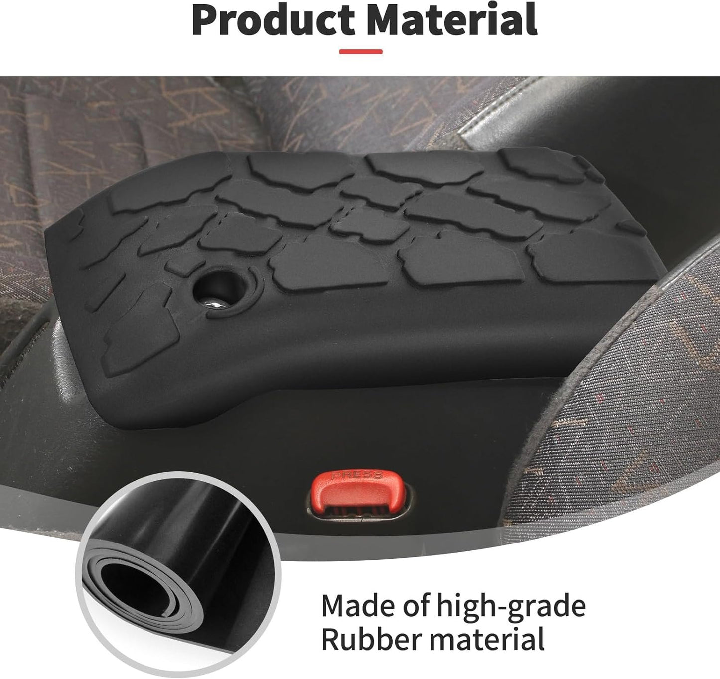 JWWY Armrest Cover Case Pad Center Console Cover Decoration Protective Cover Trim Fit for 1997-2006 Jeep Wrangler TJ Interior Accessories Black Rubber