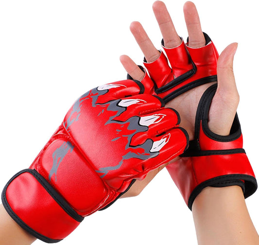 Boxing Gloves, Grappling Sparring Gloves, Half Finger Mitts, Adjustable Boxing Mitts, Wrist Support Gloves, Kickboxing Training Gloves, Cage Fighting Gloves, Punching Bag Workout Gear, Sparring Towing