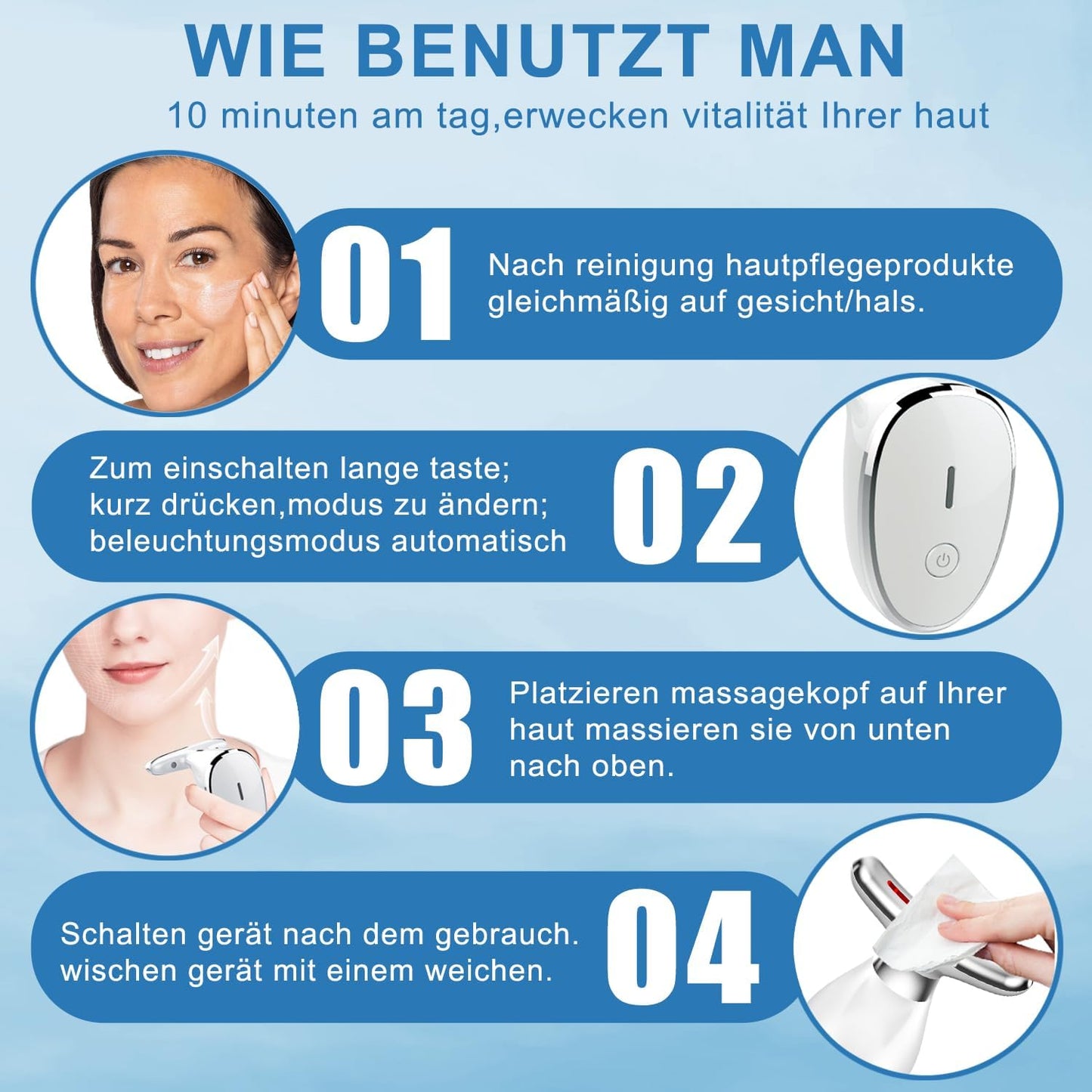 Face Massager, Neck Face Anti-Wrinkle 7 Colours Electric Face Massager 3 Modes Face Lifting Device, 45°C EMS Device Face in Vibration Mode, for Skin Care, Firming and Improvement