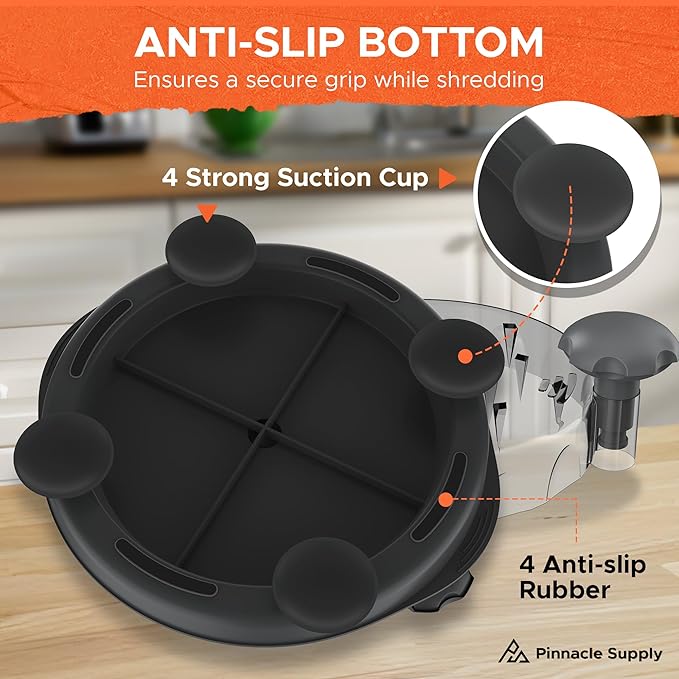 Chicken Shredder Tool with Suction Cups, Tongs & Cleaning Brush - Large 12" Meat Shredder Tool with Anti-Slip Base - Efficient Chicken Breast Shredder - BPA Free Food Shredder - Pulled Pork Shredder