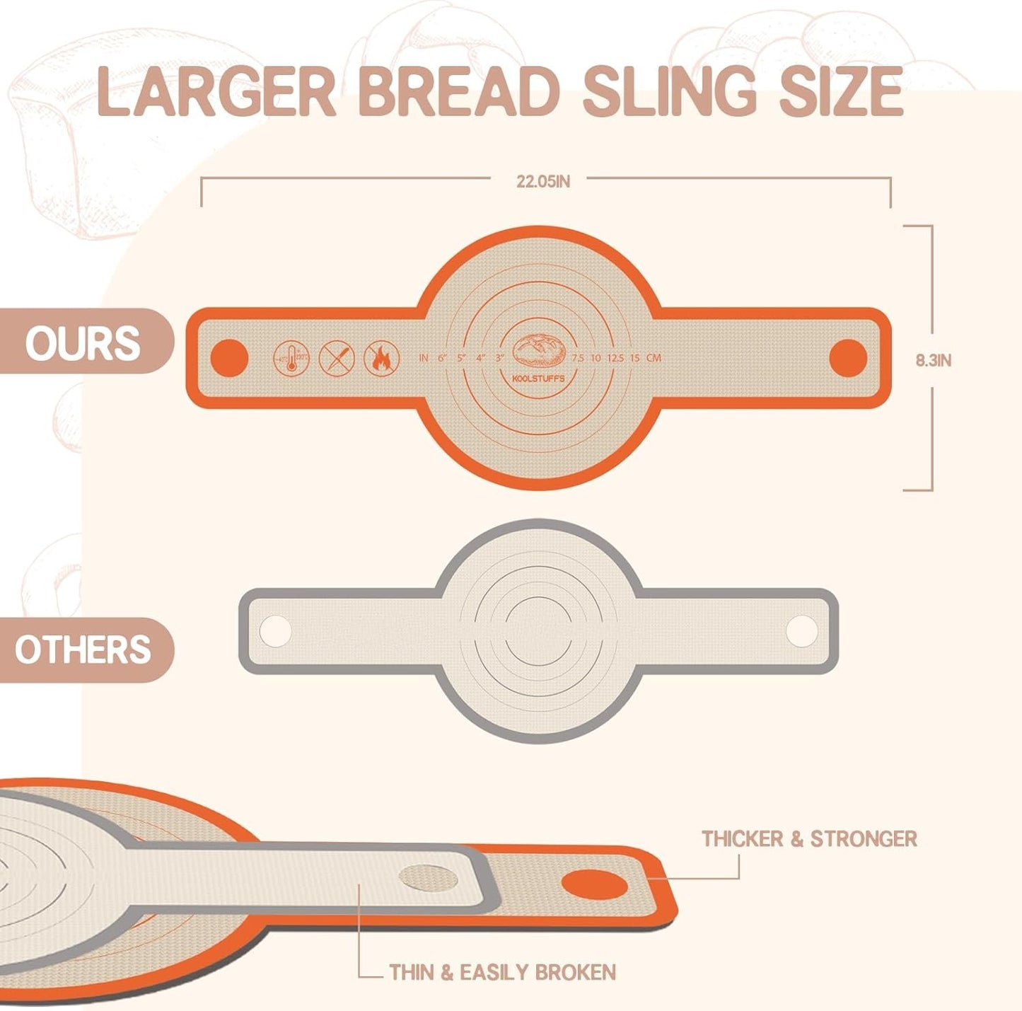 Silicone Bread Sling for Dutch Oven, 2 PCS Non-Stick, Easy Clean & Reusable Bread Baking Mat with Long Handles, Sourdough Tools for Transfer Sourdough Bread(Oval & Round)