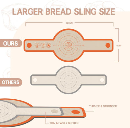 Silicone Bread Sling for Dutch Oven, 2 PCS Non-Stick, Easy Clean & Reusable Bread Baking Mat with Long Handles, Sourdough Tools for Transfer Sourdough Bread(Oval & Round)