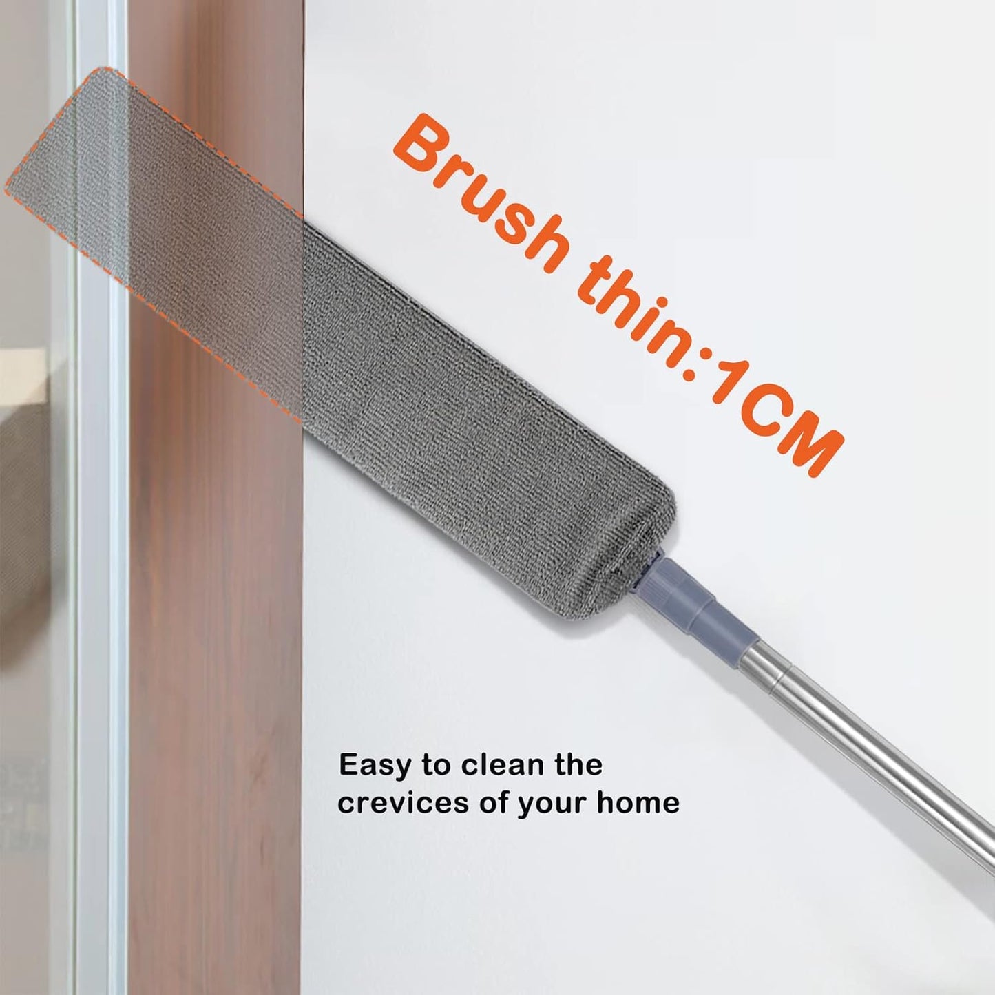 Gigmeta Telescopic Toothbrush Bedside Dust Brush with Stainless Steel Handle Washable Flexible Cleaning Brush for Sofa Bed Car Corner Furniture