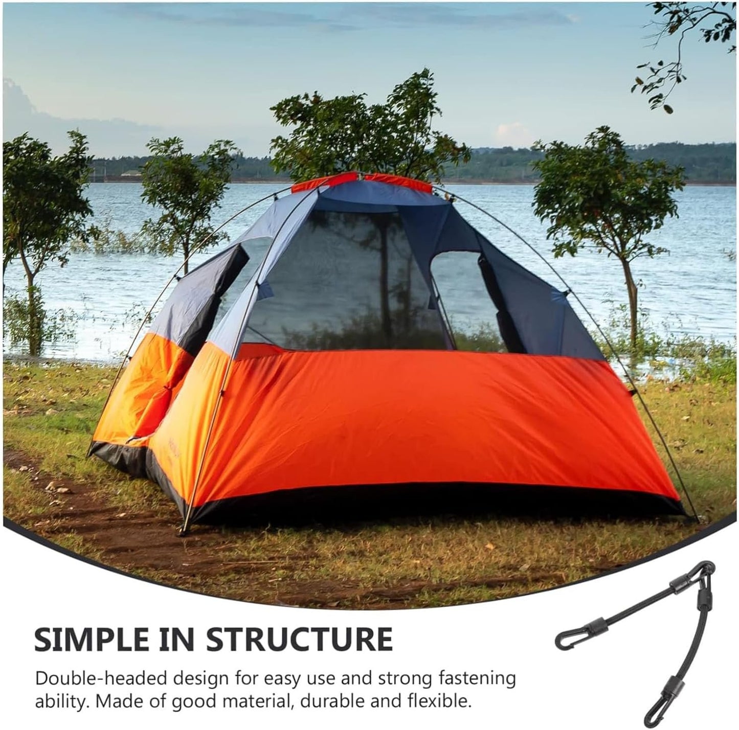 Taicols Bungee Cord with Hooks Camping Accessories, 5 Pcs Adjustable Bungee Cords, Duty Elastic Cord Durable Rubber Canopy Ties Perfect Safety Tool Leash Elastic Tie for Camping Luggage Tents Bike