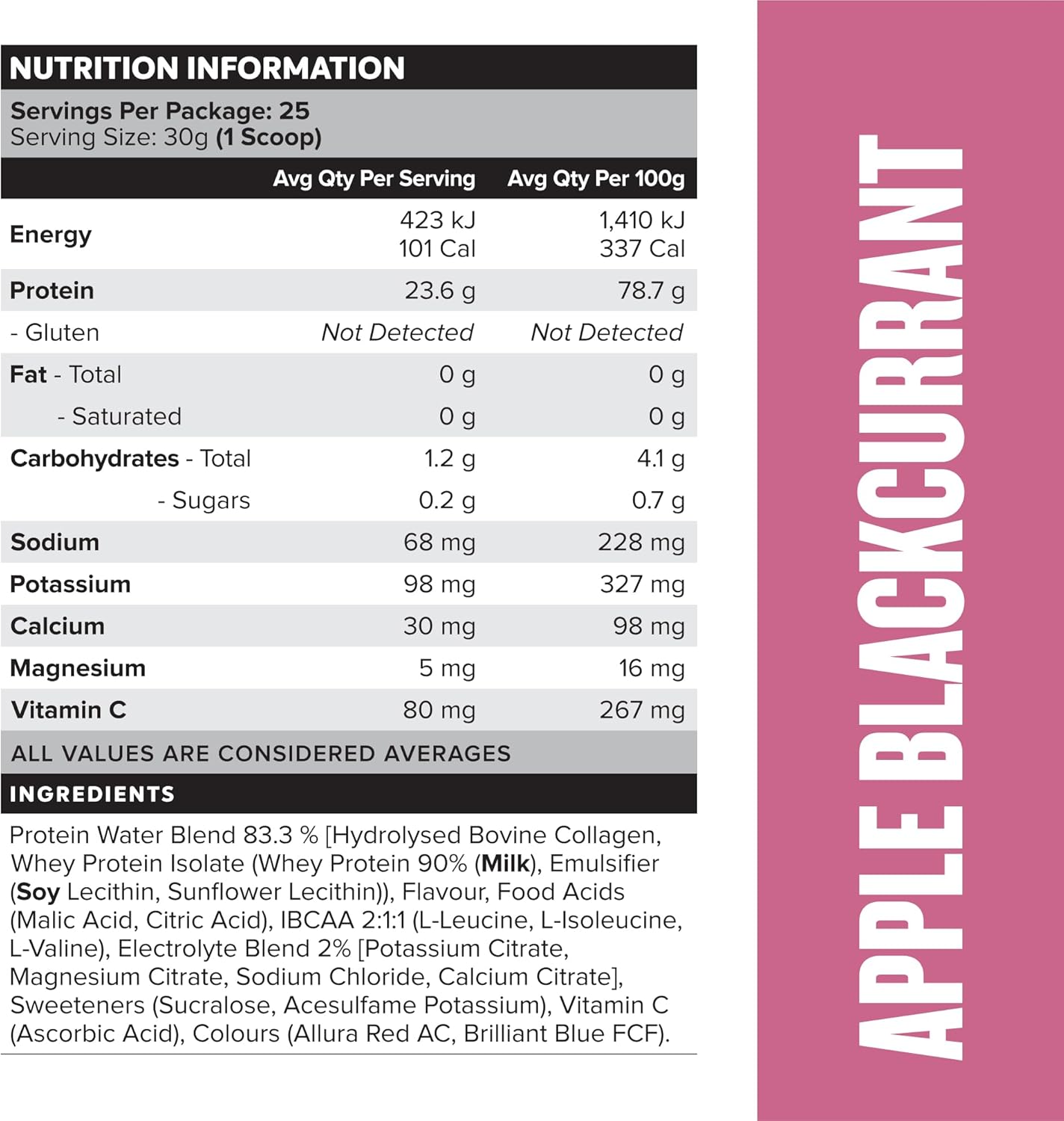 Muscle Nation Apple Blackcurrant Protein Water 750g (25 Serves)