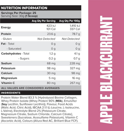 Muscle Nation Apple Blackcurrant Protein Water 750g (25 Serves)