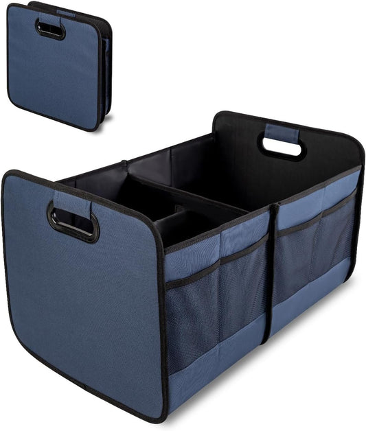 Vogano Trunk Organizer for Car,Collapsible Multi-Compartment Car Organizers Foldable 600D Oxford Polyester for SUV,Automotive (blue)