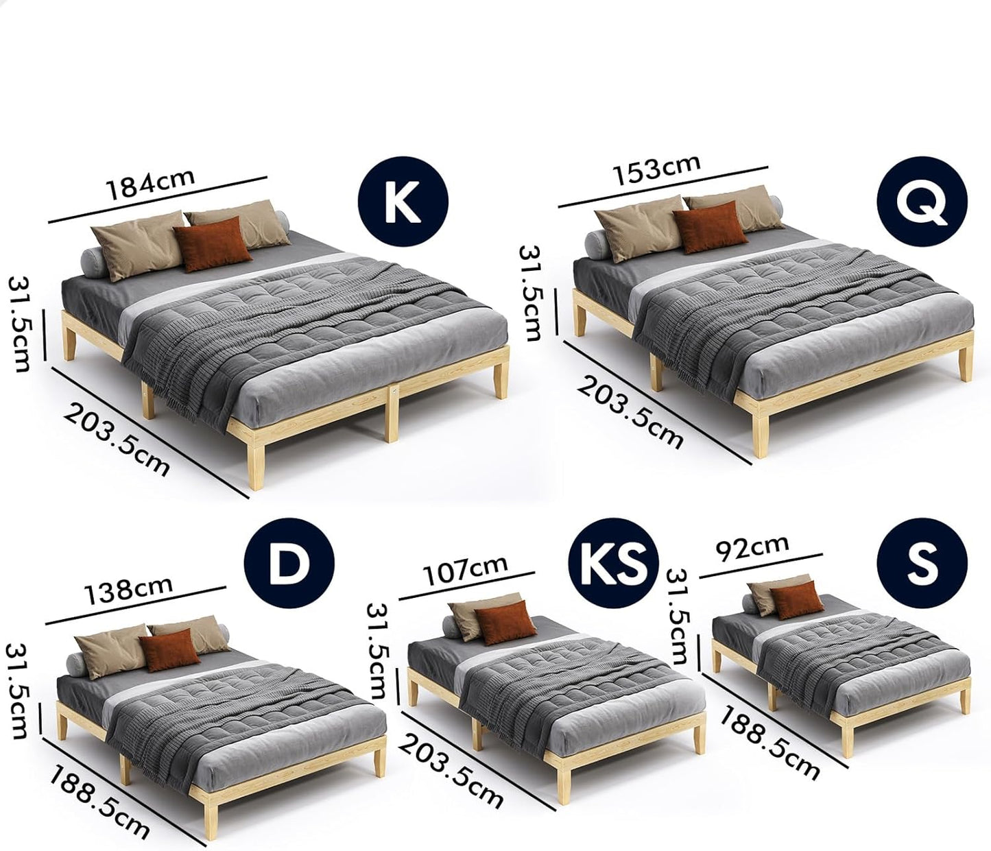 ALFORDSON Bed Frame King Single Wooden Bed Base with Solid Wood Pine Timber Slats, Mattress Base Platform Support, Oak Bed Foundation with Storage Space, Pramod Series Home Bedroom Furniture