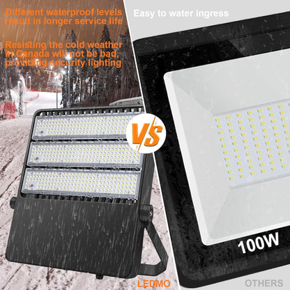 LEDMO LED Stadium Lights 360W Flood Light Outdoor Adjustable Super Bright Waterproof 42,000LM 5000K Wall Mount Large Exterior Lighting Fixtures Arena for Football Field Rink Construction Site
