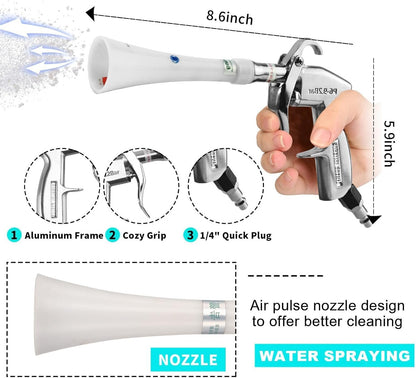 Tornado Dry Cleaning Gun with Brass Adjustable Air Flow Nozzle,Air Blower Gun Quickly Blasts Dirt and Dust from Surface Works with Air Compressor