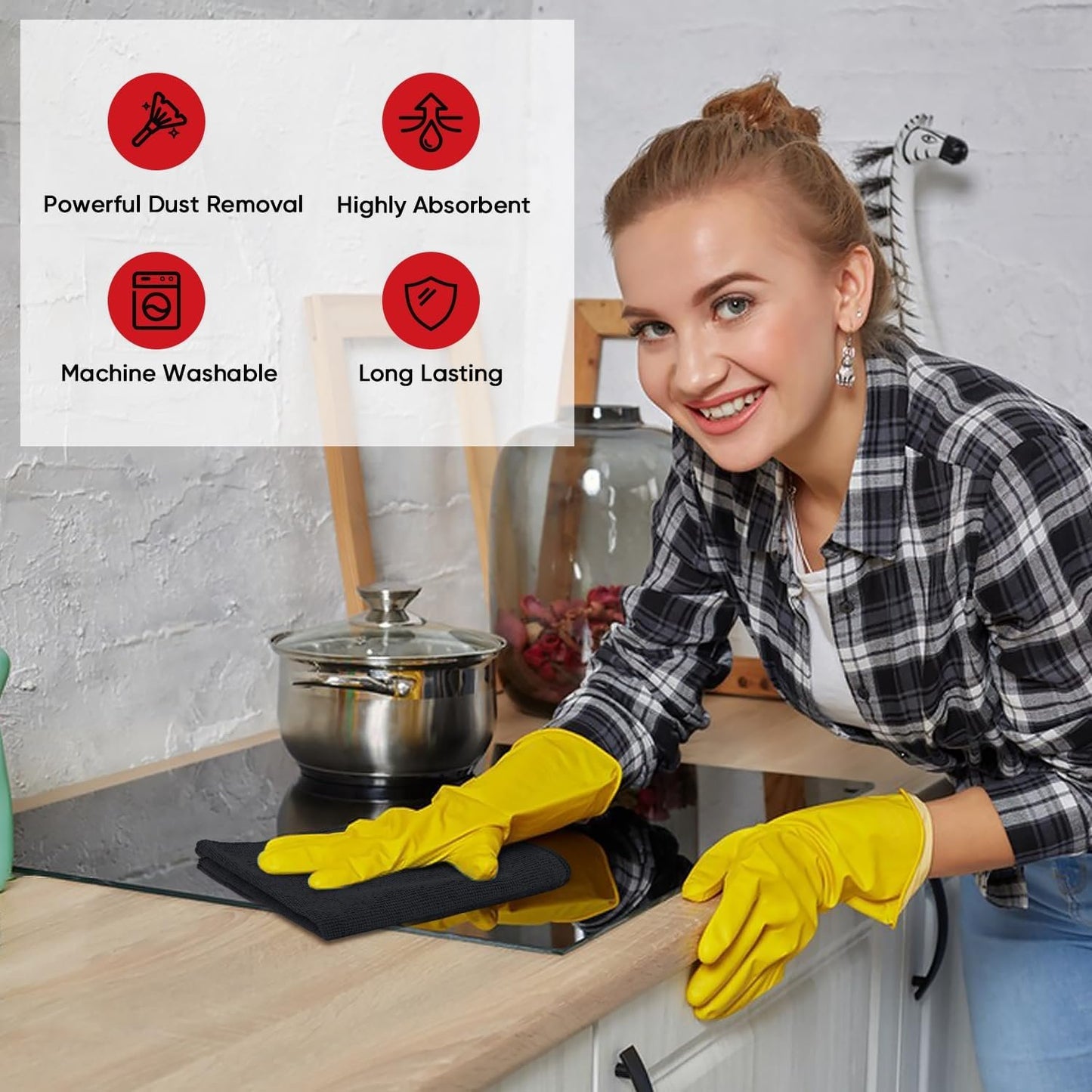 AIDEA Microfiber Cleaning Cloth 24 Pack, Microfiber Towels for Cars, Soft & Absorbent Cleaning Rags, Premium Lint Free Shop Towels for House, Kitchen, Car, 12inx16in