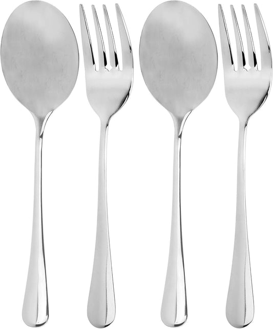 Cornucopia Serving Spoons & Large Serving Forks Set (4 pack, 2 of each); Buffet & Banquet Style Elegant Classic Serving Utensils