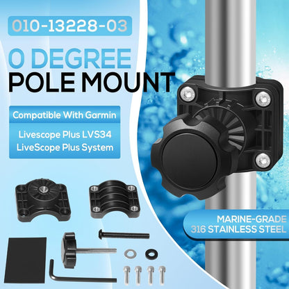 0 Degree Pole Mount Fits for Garmin Livescope Plus LVS34, for LiveScope Plus System, Transducer Bracket 010-13228-03