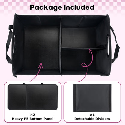 Car Trunk Organizer, 72L Large Capacity Waterproof Auto Storage Organizer with Non-Slip Bottom Strips, Collapsible Cargo Organizer for Suv, Truck, Sedan, Portable Car Accessories for Women Men(Pink)