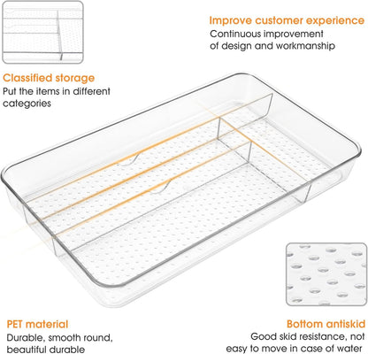 Lonian Cutlery Tray, No-Slip Drawers Organizer for Utensils Storage and Organising in Kitchen, Cosmetic Tray for Dressing Table Makeup Storage Organiser in Bedroom and Living Room