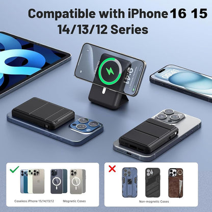 for Magsafe Battery Pack, 10000mAh Magnetic Power Bank 22.5W PD Fast Charging with USB-C Cable LED Display Wireless Portable Charger for Magsafe with Stand for iPhone 16/15/14/Pro Max