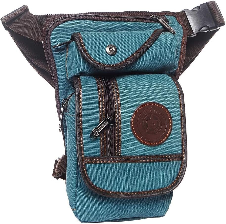 Hebetag Canvas Waist Pack - Brown Cotton Canvas - 5.9" x 2.3" x 10.2" - 405g - 3 Pockets - Water Resistant - Buckle Closure