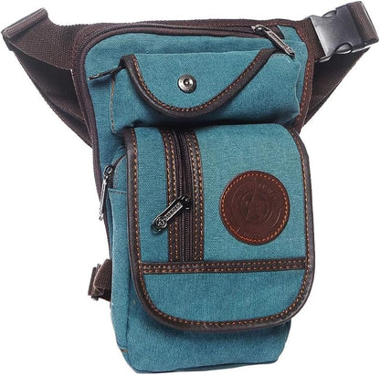 Hebetag Canvas Waist Pack - Brown Cotton Canvas - 5.9" x 2.3" x 10.2" - 405g - 3 Pockets - Water Resistant - Buckle Closure