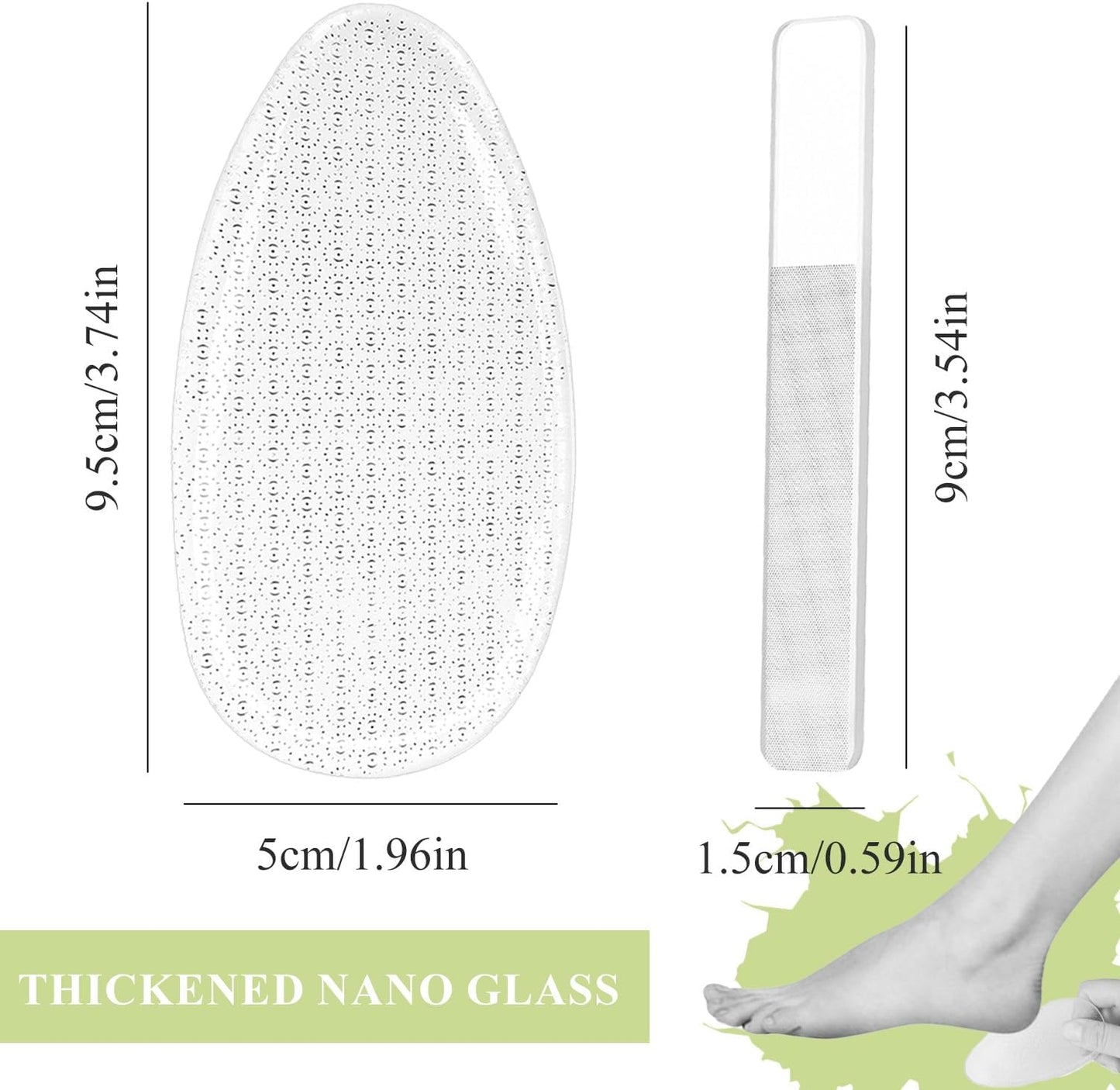 TORMEN Glass Foot File, 2 PCS Glass Nail File and Foot Rasp, Glass Nail File,Dead Skin Exfoliator with Nano Micro-Abrasive Particles, Hard Skin Remover for Wet and Dry Foot Care,Nail Care