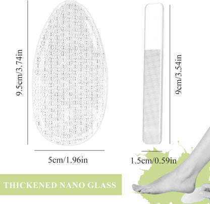 TORMEN Glass Foot File, 2 PCS Glass Nail File and Foot Rasp, Glass Nail File,Dead Skin Exfoliator with Nano Micro-Abrasive Particles, Hard Skin Remover for Wet and Dry Foot Care,Nail Care