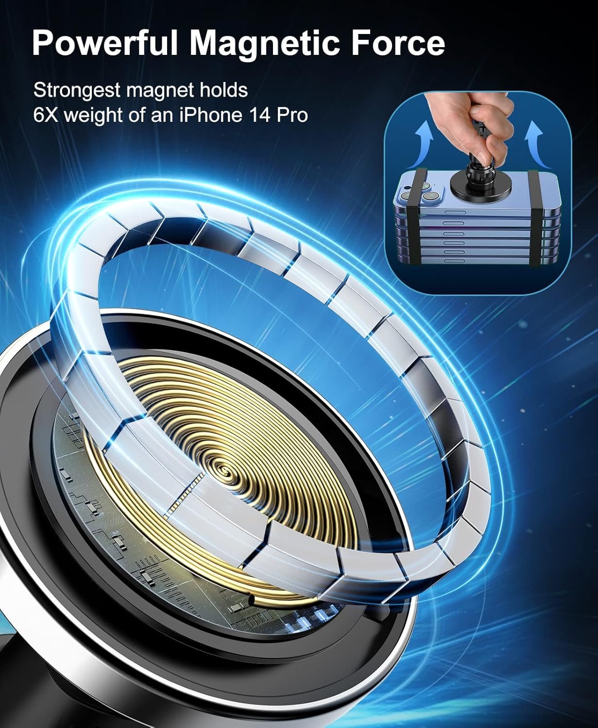 Beeasy Magnetic Wireless Car Charger, 15W, Car Wireless Charging, Car Phone Holder Compatible with Magsafe for iPhone 16/15/14/13/12 Series