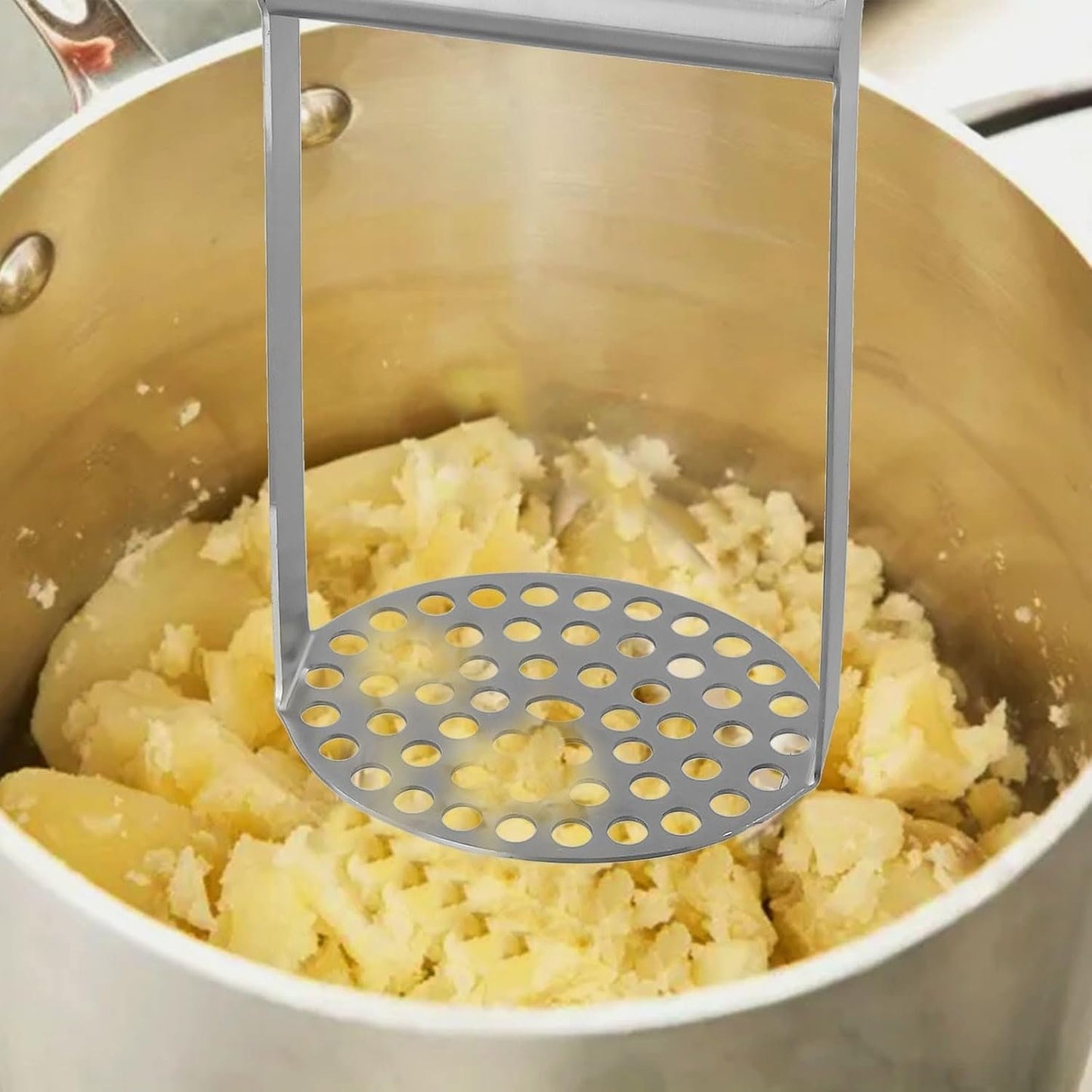 Schiacciapatate liscio in acciaio inox, schiacciapatate, utensile da cucina, facile da pulire, manico morbido antiscivolo, utensili da cucina, gadget da cucina