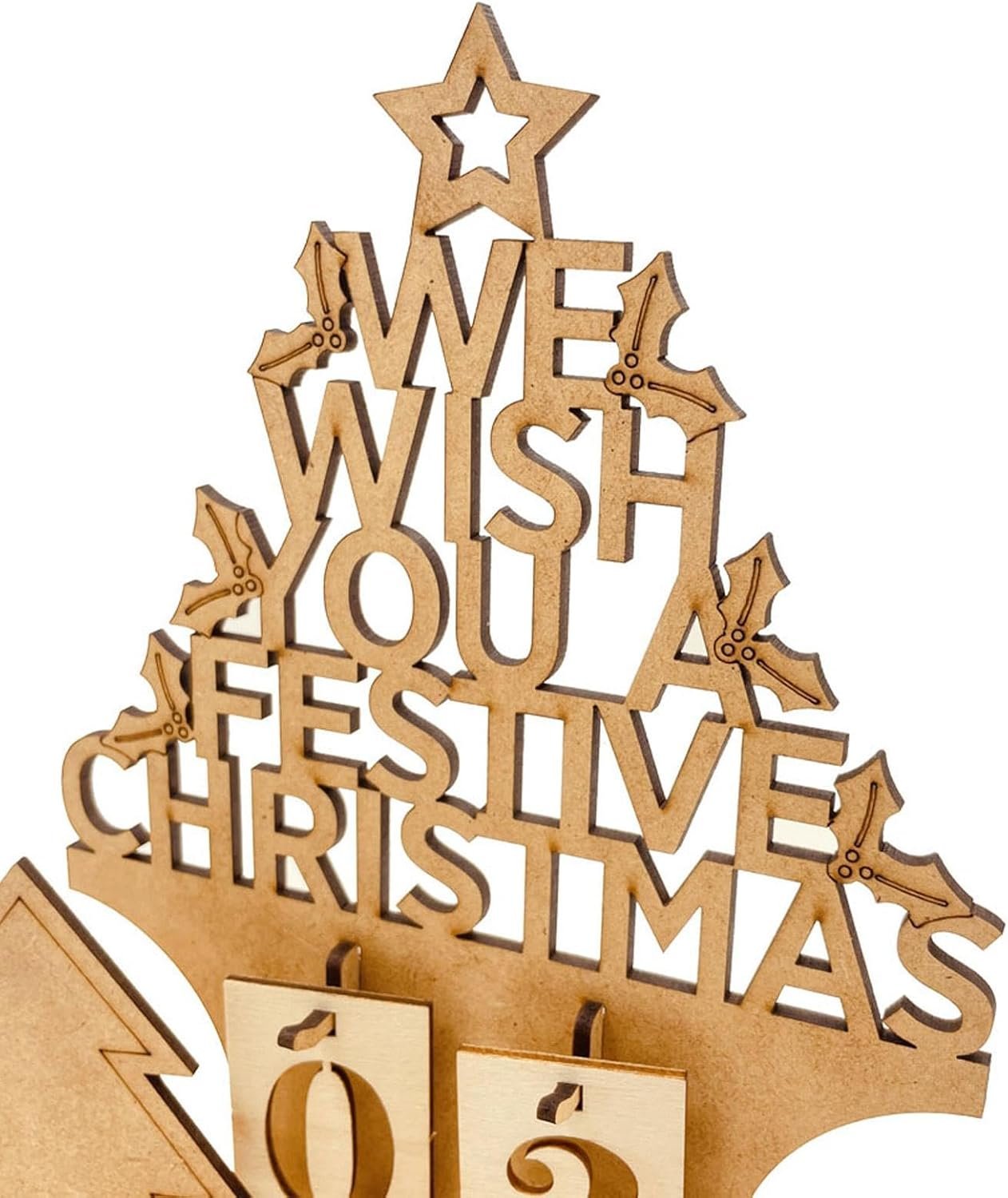 Calendario natalizio per conto alla rovescia – 2025 a forma di casa calendario dell'Avvento natalizio cartello in legno – design cavo in legno invernale ornamento da scrivania per fattoria