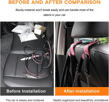 povtii 4PCS Car Seat Headrest Hook, Auto Back Seat Hanging Storage Organizer, Vehicle Seatback Hanger Holder for Purse Handbag Coat Umbrella, Universal Interior Car Accessories (Dark Pink)
