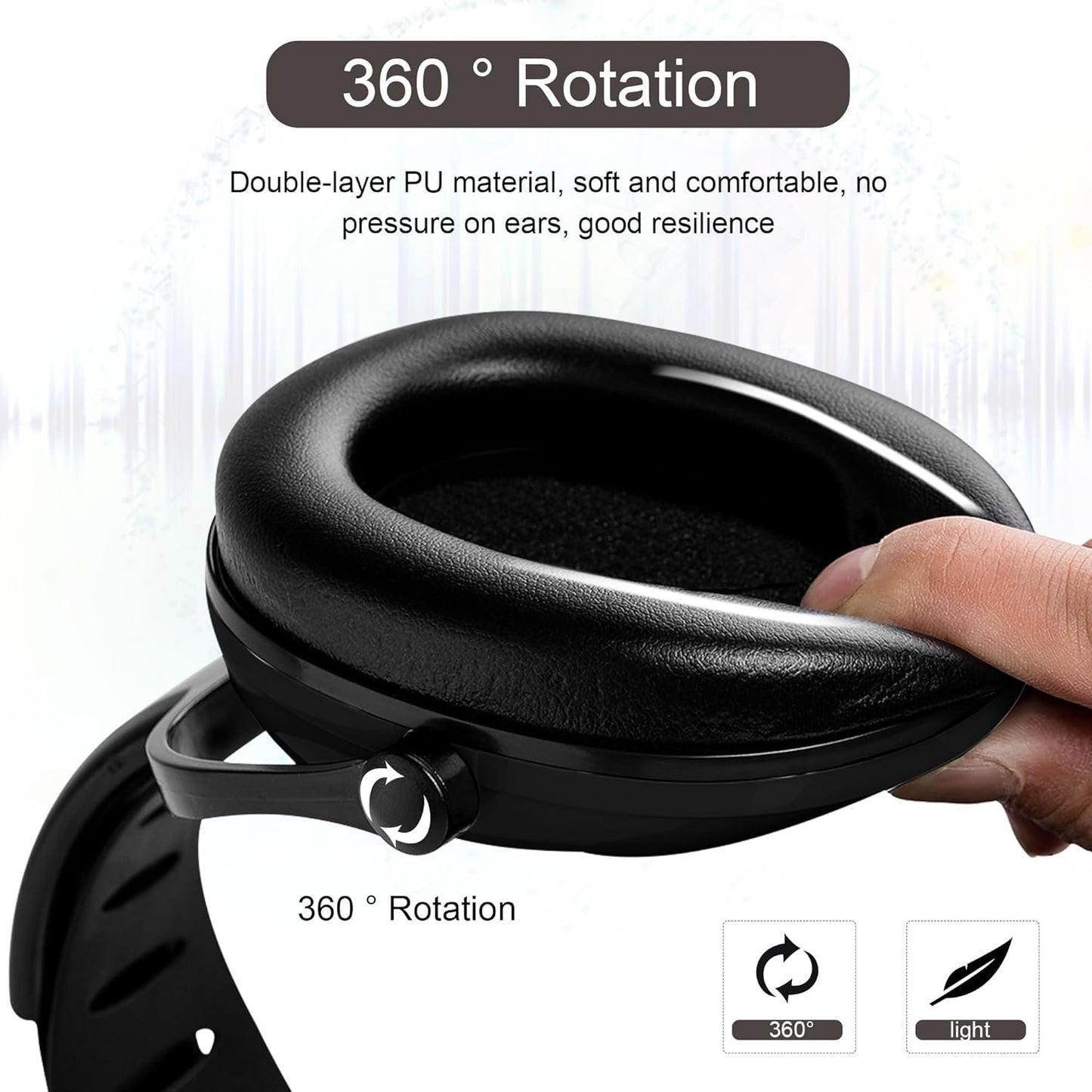 EZARC Kids Noise Cancelling Safety Ear Muffs, SNR 30dB Hearing Protection Noise Reduction Earmuffs with Adjustable Headband for Autism, Sleeping, Studying - Black