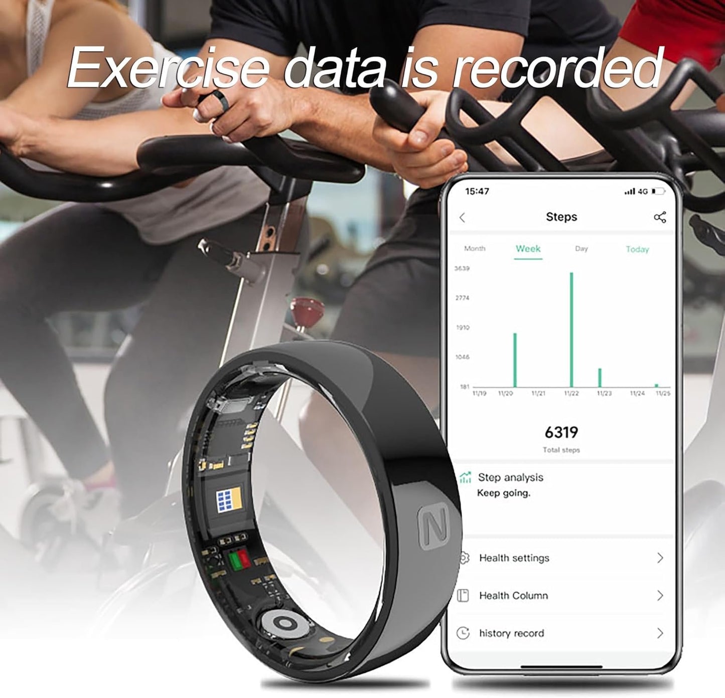 CNBRO Smart Rings for Men Women Health Ring Heart Rate Monitor Sleep Rings NFC Control Family Care Exercise Activity Tracker Pedometer Step Counter Smart Rings for Android & iOS Phones Ceramic Ring