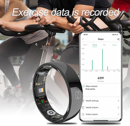 CNBRO Smart Rings for Men Women Health Ring Heart Rate Monitor Sleep Rings NFC Control Family Care Exercise Activity Tracker Pedometer Step Counter Smart Rings for Android & iOS Phones Ceramic Ring