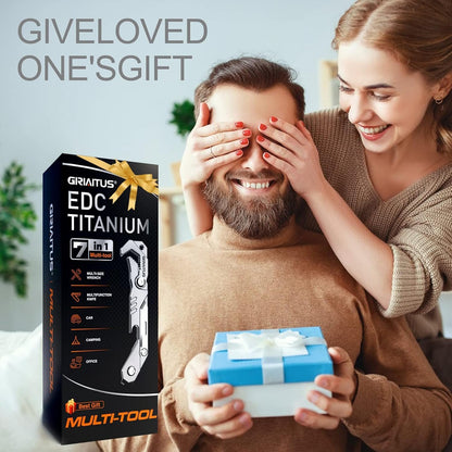 GIRIAITUS 7 in 1 EDC Multitool Camping Accessories with Wrench Folding Knife Screwdriver Bottle Opener Ruler Car Window Breaker Seatbelt Cutter Outdoor Fishing Camping Pocket Multi Tool Gifts for Men